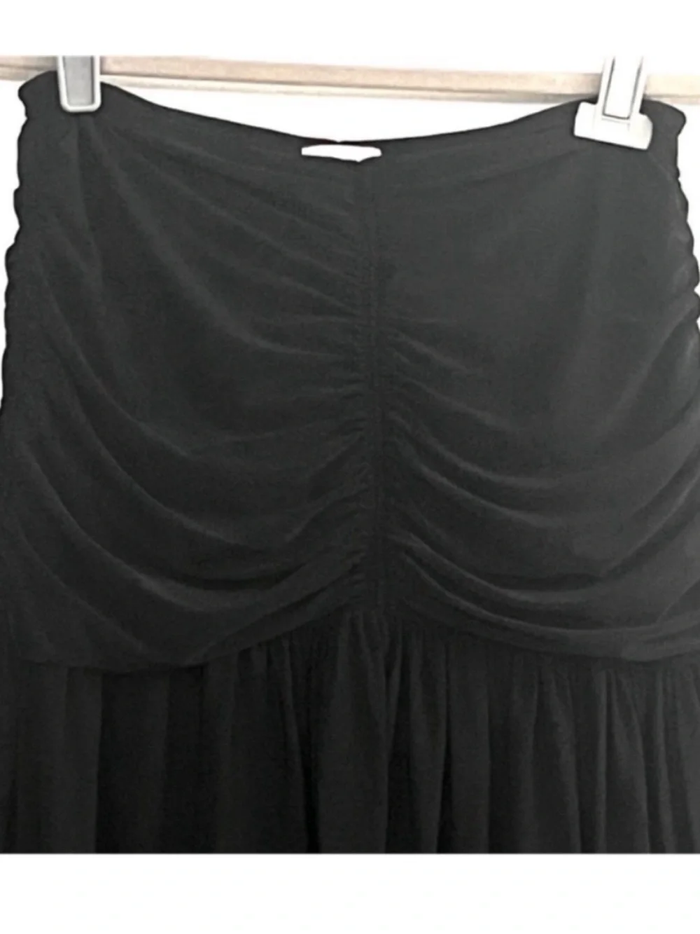 Misa Los Angeles Dalida Black Strapless Ruched Midi Skirt Size Large